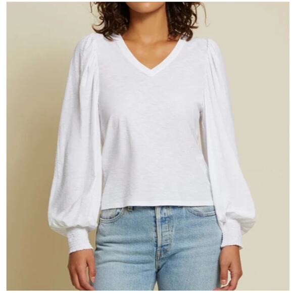 NATION Los Angeles Tabitha Puff Sleeve Tee White Organic Cotton - Picture 1 of 10